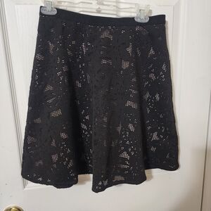 Ann Taylor Black A-Line Lace Skirt